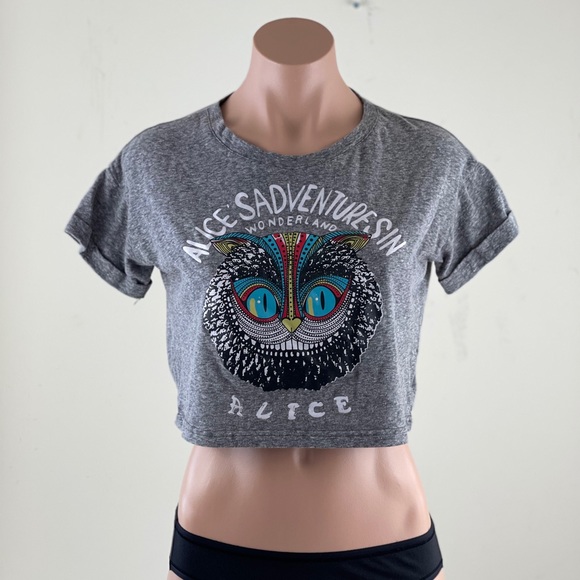 Choies Cheshire Cat Crop Top in Grey - Picture 4 of 10